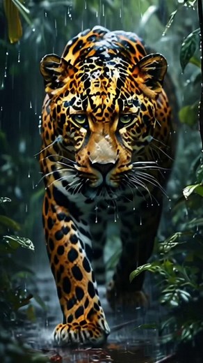 Leopard Animé Sous La Pluie – Fond d’Écran Stylé