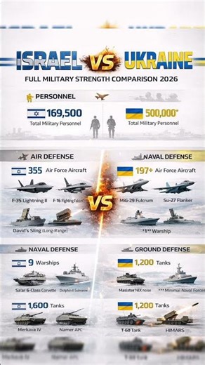 Israel vs Ukraine 2026 💥 Ultimate Military Comparison (Air, Land & Sea Power) #shorts #army #history