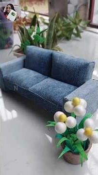 Miniature Sofa 🛋 #ndecor #diy #recycled #jeanshack #miniature #miniaturefurniture ‪@N-Decor‬
