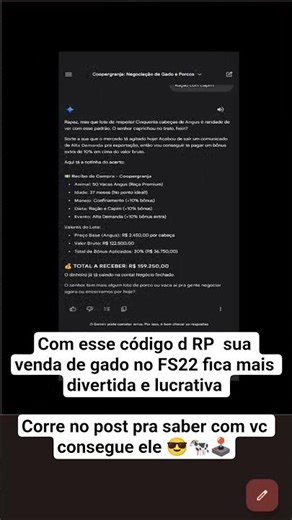 Com código Rp frigorífico q fiz para GLR d console sua venda d gado🐄fica mais divertida e lucrativa🤑