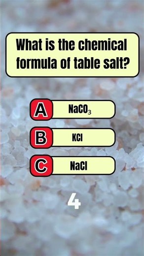 What is the Chemical Formula of Table Salt? | Chemistry Quiz#shorts #chemistry