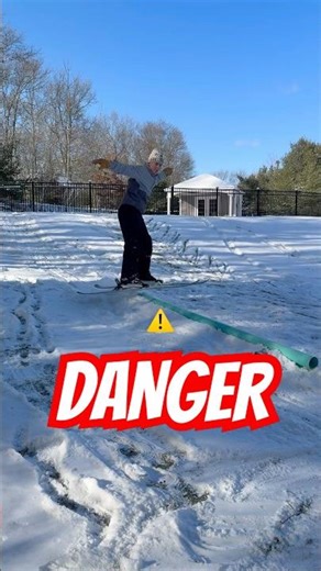 Homemade rail (with snow) #skiing #stowedstuff #terrainpark #shorts #homemade #skistunts ⛷️