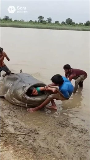 Dangerous Riverside Rescue! Girl Swallowed by Big Fish 😱 But Survived 🙏 |#shortvideo #shorts #fish