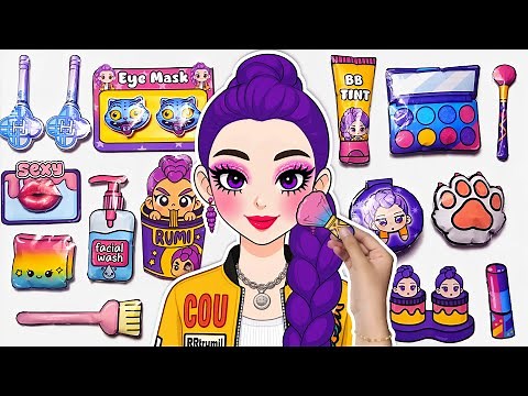 [🍅Paper diy🍅] KPOP DEMON HUNTERS: RUMI HUNTRIX Blind Bag! | Skincare + Makeup + Outfits 🍜💜✨