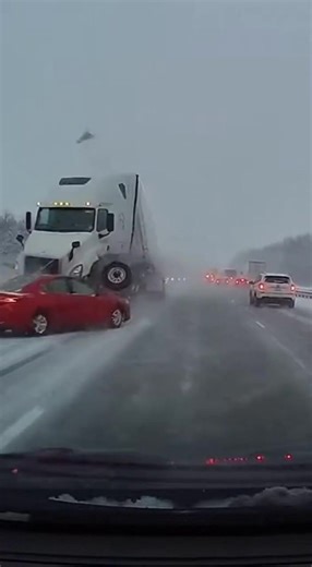 Winter Storm Pileup Involving Jackknifed Semi Trucks