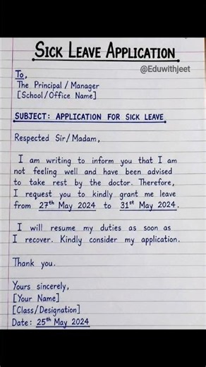 2 days leave application to the class teacher #letter #informalletter #shorts