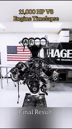 11,000 HP V8 Engine Rebuild Timelapse #Shorts #youtube #virslshorts #trendingshorts #cars#automobile