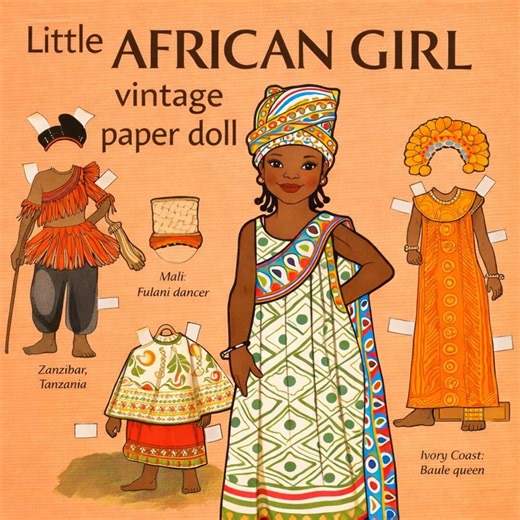 Vintage Paper Doll, Little African Girl Wardrobe Paper Game, Old Magazines Scans Role Playing Cut and Play Paper Craft Journals Sfrapbooking - Etsy