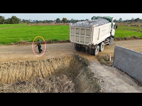 Amazing New Job! Talented Expert Start fill land [ 25x50 ] size using Truck 10-wheel & Dozer C3 pro