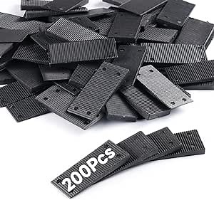Plastic Shims for Leveling, 200 Pcs Furniture Leveling Wedges, Anti-Skid Serrated Wedge Levelers for Tables, Cabinets, Beds, Refrigerators, Heavy-Duty Plastic Furniture Leveling Shims