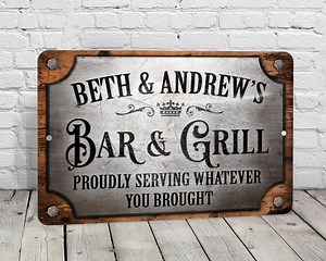 Personalized Bar Sign: Vintage Style Aluminum Metal Sign - Etsy