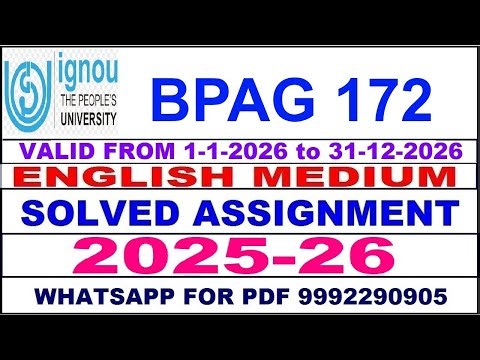 BPAG 172 solved assignment 2025-26 in English || bpag 172 solved assignment 2026 || bpag172 2025-26