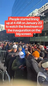 Trump supporters in Washington, D.C. started lining up at 4 am on January 20 outside Capital One Arena to watch Trump's presidential inauguration on the big screen. The public viewing of the inauguration was moved indoors due to extreme cold weather, but people still waited for hours in harsh temperatures before accessing the venue to watch the ceremony via livestream. #Trump #TrumpInauguration #PresidentialInauguration #WashingtonDC | Brut