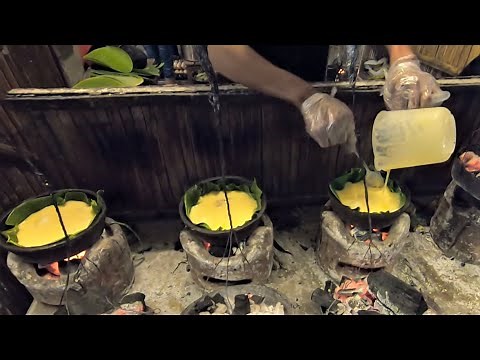 Filipino Street Food | Charcoal Baked Bibingka - Charcoal Baked Rice Cake in Banana Leaves