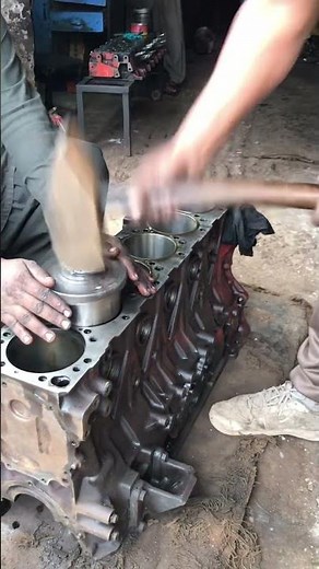 Liner sleeve installation and fitting process #rebuild #mechanic #viralshort #shorts #ytshorts #