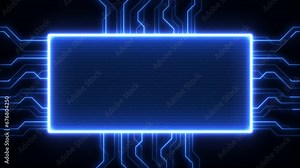 Digital Data moving on Circuit Board and CPU loop backgrounds. Computer Processing and organizing data. Abstract high tech Artificial intelligence (AI), data, HUD, UI, GUI futuristic user interface