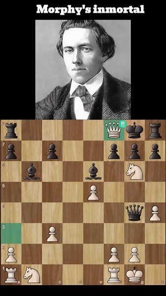 Paul Morphy's inmortal game from 1864. Even in this days still being stunning! #chess #ajedrez #chesstok #morphy #magnus #hikaru ##queensacrifice
