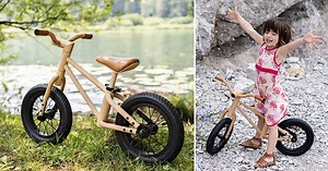the bixie wooden balance bike for kids is made from 99% recyclable beechwood