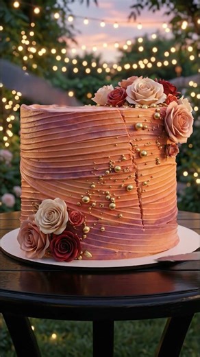 Elegant Sunset Rose Buttercream Cake 🌹✨ | Romantic Garden Theme Cake Decorating Tutorial