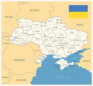 Ukraine - detailed map with administrative divisions and country...