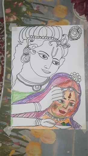 radhe krishna drawing tutorials #holispecial #krishnadrawing #trendingshorts #viralshorts