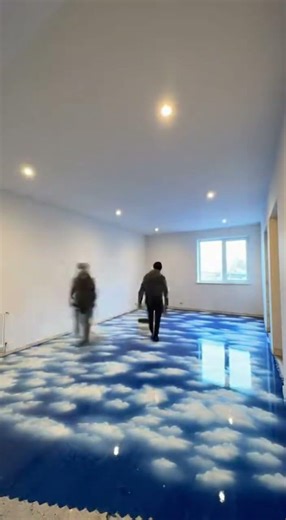 Bedroom Floor Painted Like Blue Sky ☁️ #clouds #aesthetic #painting