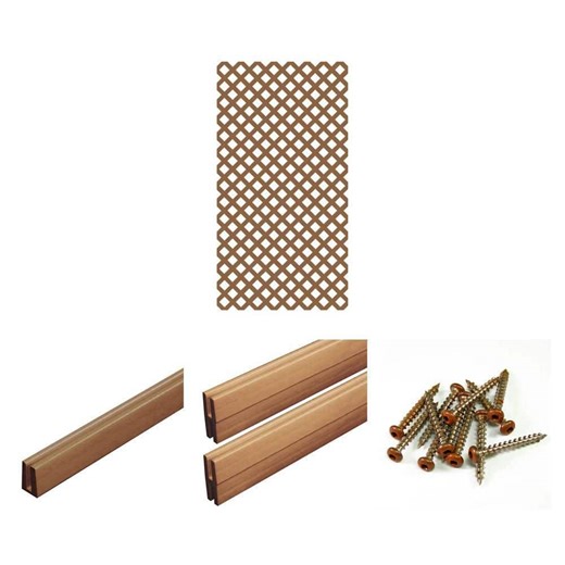 4 ft. California Redwood Vinyl Lattice Panel with Cap & Divider and 1-1/2 in. Screws (2-Pack, 2-Pack, 12-Piece/Bag) - The Home Depot