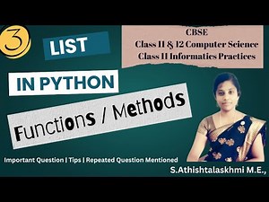 List Manipulation In Python | Function in Python | Class 12 | Class 11 | CS | IP | CBSE