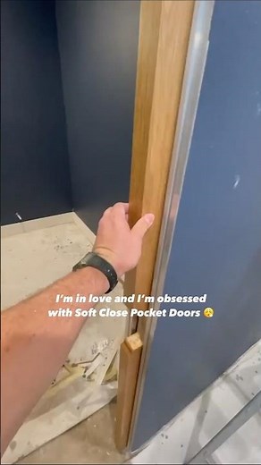 Soft close AND soft open? 😮‍💨 #softclose #pocketdoor #construction #interiordesign