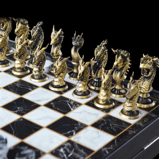 Dragon Chess Set: Collectible Handmade Chessboard, Personalized Option - Etsy