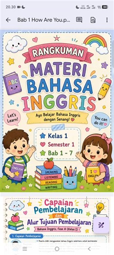 Rangkuman lengkap Materi Bahasa Inggria kelas 1 Semester 1 ( Bab 1-7 dan sudah ada LKPD) #englishbook #bahasainggris #rangkumanmateri #fyp #trend