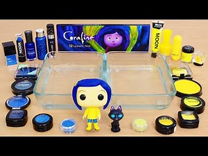 Navy Blue vs Yellow - Mixing Makeup Eyeshadow Into Slime ASMR 394 Satisfying Slime Video