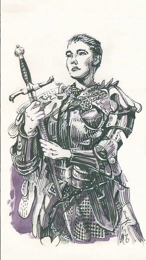 How to Draw Perfect Armor details. Draw Joan of Arc with fineliner and brushpen.