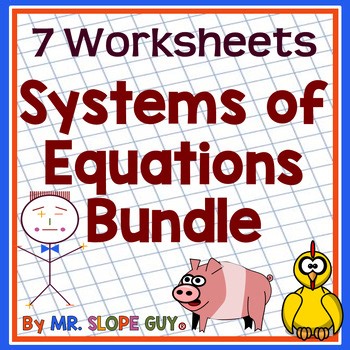 Algebra Systems of Equations Worksheets Activities Bundle for Student Practice