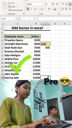 Noob vs Pro: Add Bonus in Excel in 1 Click! 🔥 #shorts #exceltips #viral #trending
