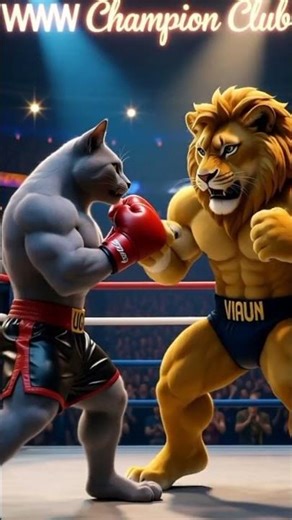 Gym Cat vs. Lion: The Purr-fect Champion's Story! 🥊🦁😼#fyp#trending#unfrezzmyaccount #aicat#ailoin