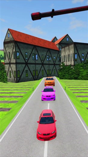 Colorful big and small cars vs Giant Hammer in BeamNG.drive#167 #automobile#beamngdrive #usa#shorts