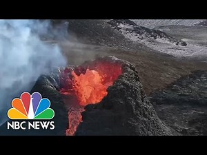Drone Video Shows Bubbling Lava Inside Iceland's Fiery Volcano | NBC News NOW