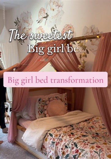 This bed hack is why we bought the IKEA Kura bed. Something she can grow into, which I didn’t think would come so quickly 🥺 She absolutely loves sleeping in the loft and we still get to cuddle underneath (although I need to invest in a floor futon mattress for my aging back 😆). Major plus that her tonies are at arms reach with the new wall mount I found on @Amazon The perfect bed setup for any little Princess 👑 #kidsbedroom #ikeakura #bigkidbed #kidbed #girlbedroom