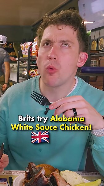Brits try Alabama white sauce chicken!