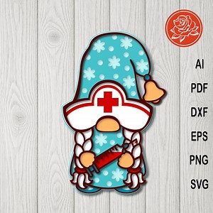 Nurse Gnome SVG Layered Papercut File for Cricut Crafts and Healthcare Gifts - Etsy