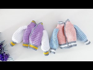 Bomber jacket crochet tutorial / Doll jacket 🧥