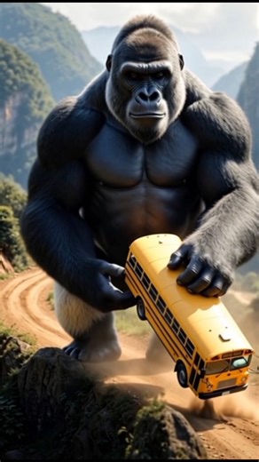 Giant Gorilla vs. School Bus! 😱 #shorts