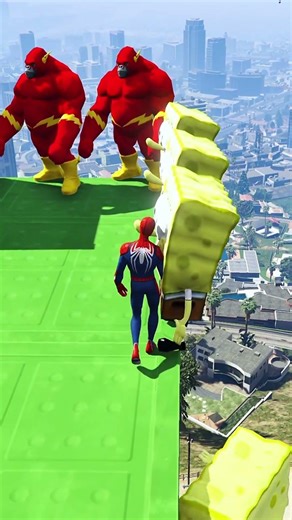 Ultimate Ragdoll Fight: Spiderman vs Sponge BoB GTA 5 Chaos Battle | Gta V #shorts #gtav #gta #gta5