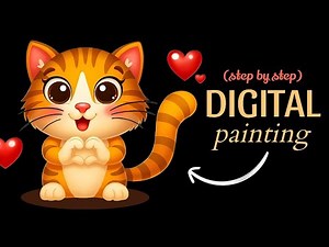 Cute Cat Digital Painting Tutorial 🐱 | Easy Step-by-Step Drawing for Beginners