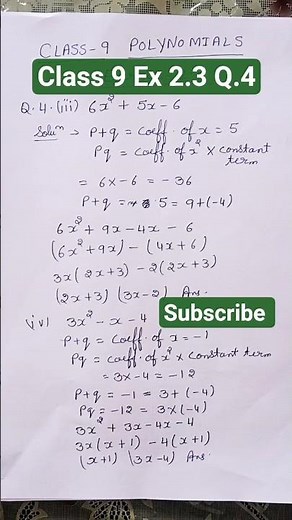 NCERT math's class 9 chapter 2 Polynomial Exercise 2.3 Q.4(iii,iv) #maths #ncert #class9 #solution