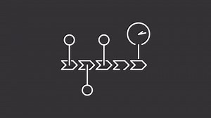 Chronology white line animation. Animated timeline white icon. Events in order. Sequence chart. Project management. Isolated illustration on dark background. Transition alpha video. Motion graphic