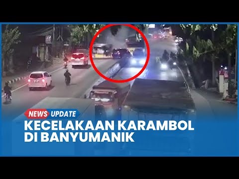 Detik-detik Kecelakaan Truk Tronton Tabrak Truk Boks dan Avanza di Banyumanik, Lalin 2 Arah Macet