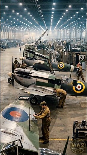 Spitfire VBs Lined Up in Final Assembly – Inside Castle Bromwich Factory