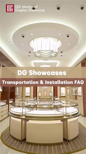 DG Showcase Transportation & Installation FAQ Q1｜Is the showcase really safe for international transport? For high-value jewelry showcases, the risk lies not in the distance but in vibrations and structural stress. Before leaving the factory, DG completes structural reinforcement and anti-shock testing, and uses custom protective packaging to ensure the showcase arrives at the store stable and precise. Q2｜Will on-site installation affect the store opening schedule? Installation is not just placi